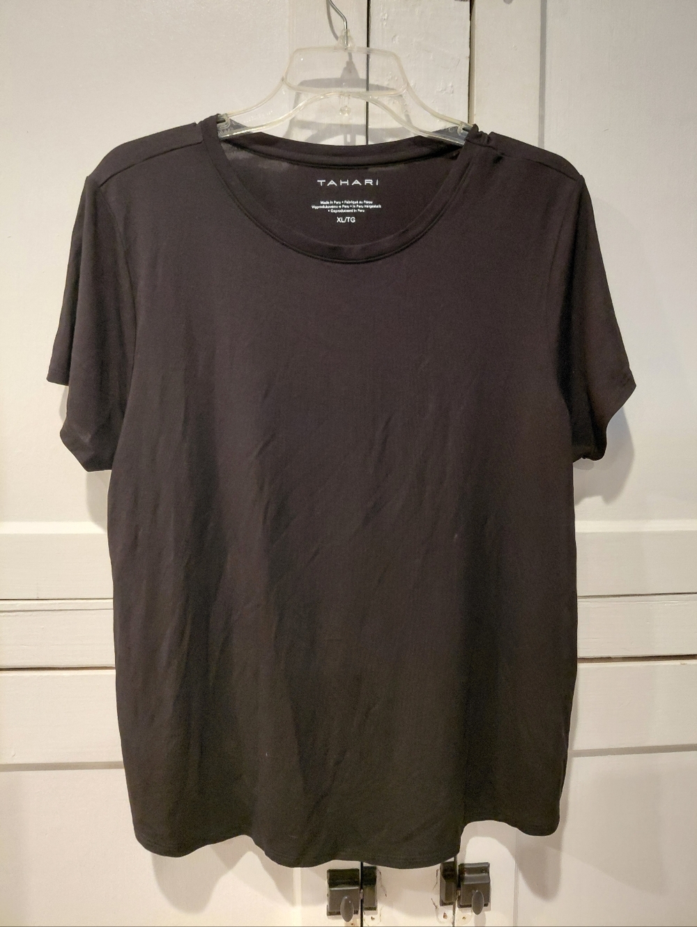 Tahari Black Short Sleeve T-Shirt Tencel